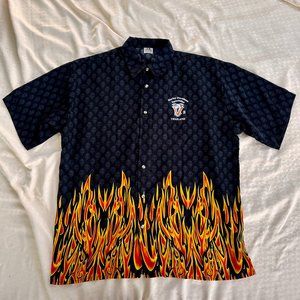 Vintage Flames Harley Davidson Button-Up T-Shirt L